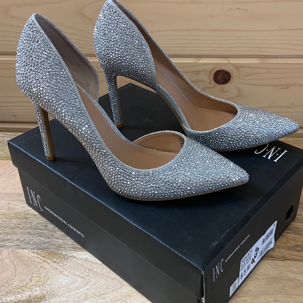 I.N.C Kenjay Silver Bling Pumps